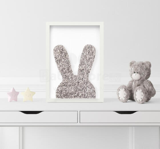 Room Accesories Art.453351 Decorative wall art in frame "Bunny" – fluffy textile panel for kids' room