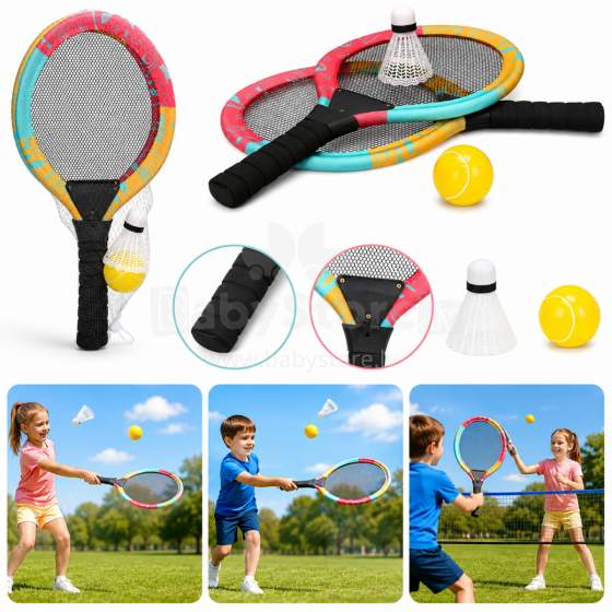 I-Toys Badminton Set Art.247341 Aktīvās atpūtas rakešu komplekts (2 raketes, bumbiņa un volāns)