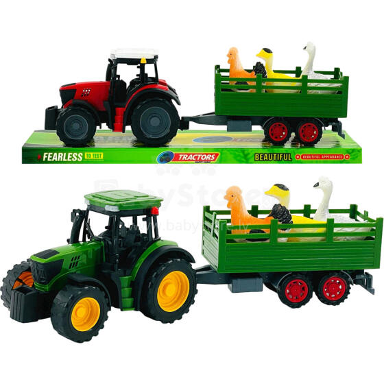 TRAKTOR Z PRZYCZEPĄ I PTAKAMI