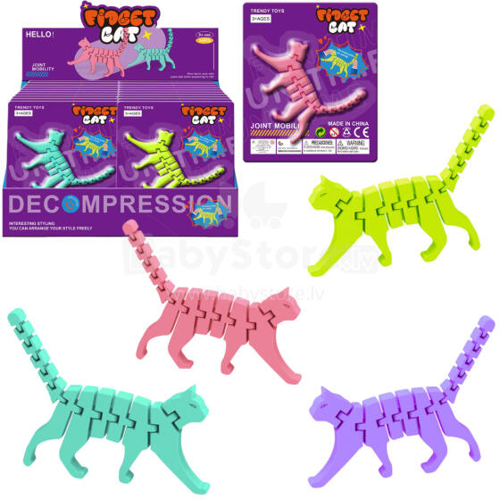KOT RUCHOME SEGMENTY 3D FIDGET 4 KOLORY