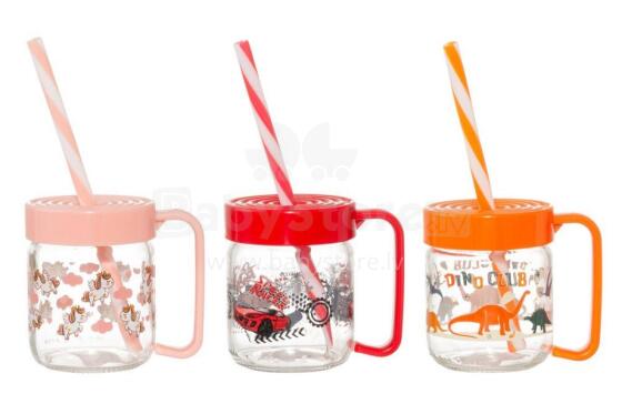 Mug with lid and straw assorted 20 cl display