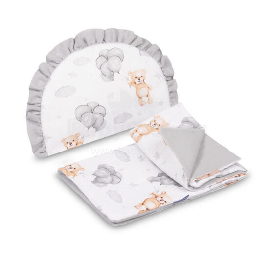 MUSLIN PUSHCHAIR SET TEDDY GREY