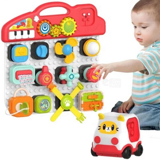 WOOPIE BABY Montessori manipulatīvā tāfele ar krāsainu aktivitāšu paneli