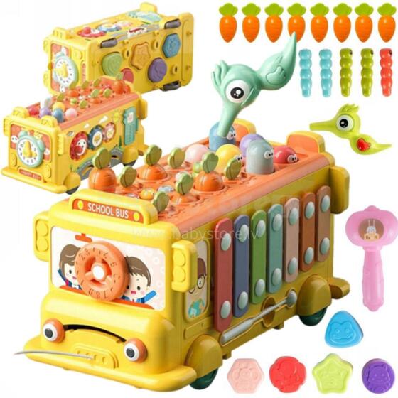 WOOPIE BABY Interactive Montessori Bus Educational 6in1 Hammer Cymbals +18 m
