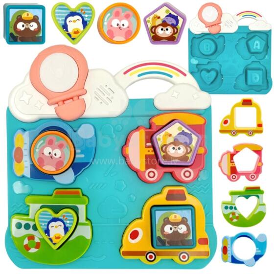 WOOPIE BABY Interaktīvā Puzle Saskaņo Transportlīdzekļus un Dzīvniekus Zila