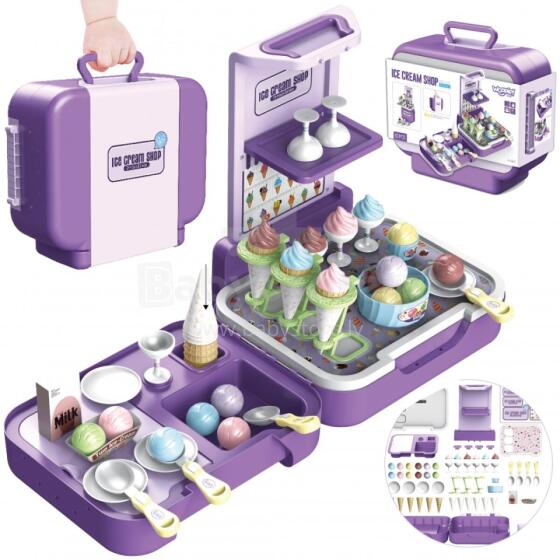 WOOPIE Ice Cream Suitcase 3in1 Kitchen Shop Ice Cream Parlor Portable 62 pcs.