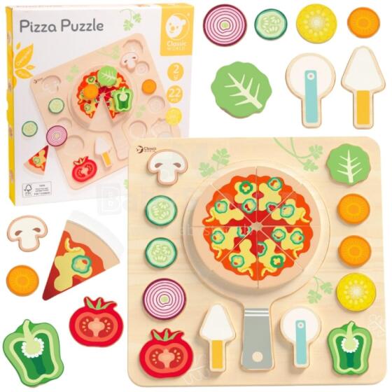CLASSIC WORLD Wooden Pizza Slicer Puzzle Vegetables 22 pcs.