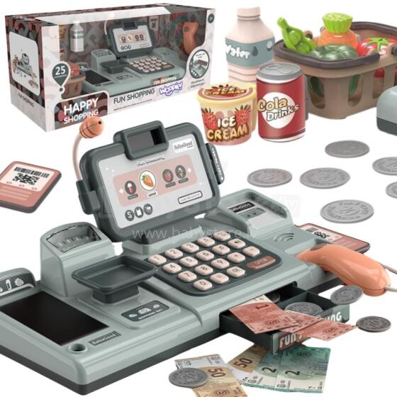 WOOPIE Kids Store Cash Register Scanner Scale Microphone + 25 Accessories