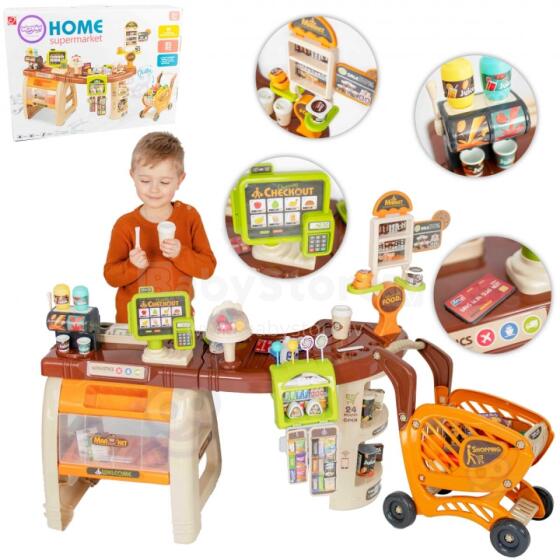 Тележка для кассы в супермаркете WOOPIE Shop + 65 аксессуаров.