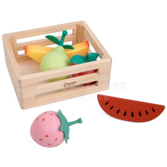 CLASSIC WORLD Set of Wooden Fruits in Basket 6 pcs.