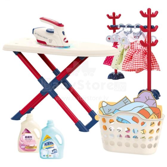 WOOPIE Set XXL Ironing Board with Iron, Hanger, Laundry Basket and Clothes 14 pcs.