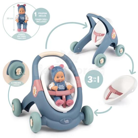 SMOBY Little Walker Pusher 3in1 bērnu ratiņi + lelle