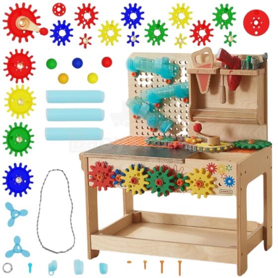 MASTERKIDZ Wooden Montessori STEM Workshop with Tools + Accessories