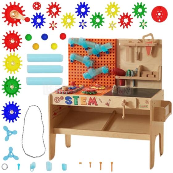 MASTERKIDZ koka darbnīca XXL Montessori STEM ar instrumentiem un aksesuāriem