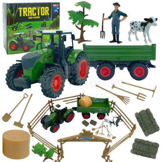WOOPIE mini fermas komplekts, traktors, dzīvnieki, ferma, apmetne, lauksaimnieka instrumenti