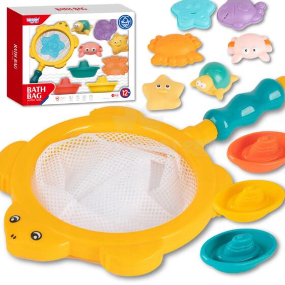 WOOPIE BABY Jūras dzīvnieku vannas komplekts + laivas + zvejas tīkls