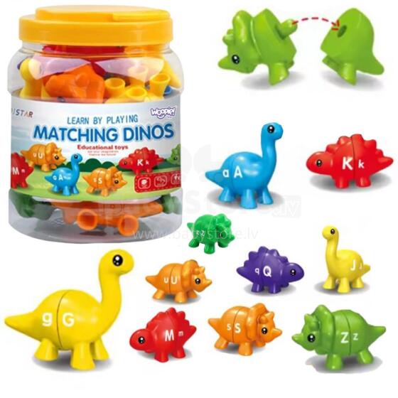 WOOPIE Montessori Learning Letters Colors Set Dinosaurs to Assemble "Match the Letters" 13 pcs.