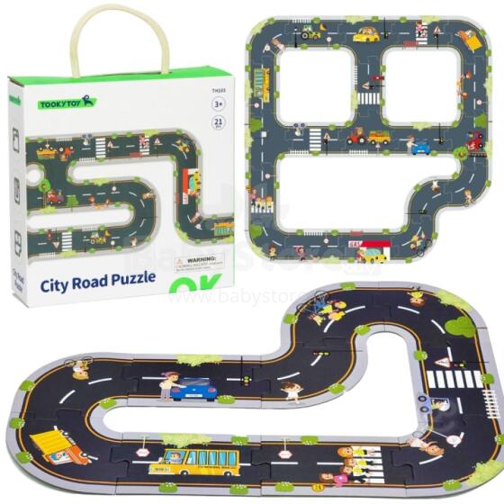 TOOKY TOY Road Puzzle for Children Highway Model 21 pcs. FSC Certificate
