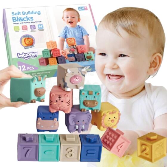 WOOPIE BABY Sensoriskie klucīši Spiešanas Puzle Skaņa Mācīties Skaitīt 12 gab.