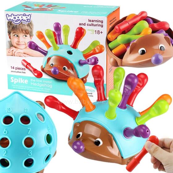 WOOPIE Montessori prasmju spēle "Ežu šķirotājs" 4in1, ciparu un krāsu apguve