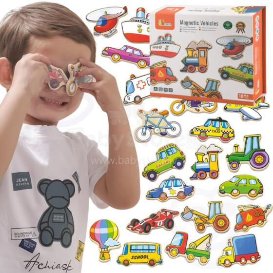 VIGA Wooden magnets vehicles set