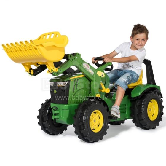 RollyX-Trac Premium John Deere Pedal Tractor Bucket Silent Wheels 3-10 Years up to 50kg Rolly Toys - Green