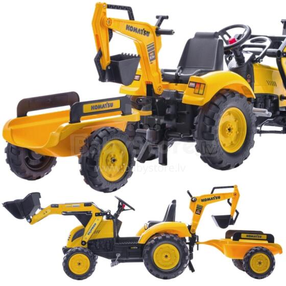 FALK KOMATSU Pedal Tractor Excavator Bucket Trailer from 2 years