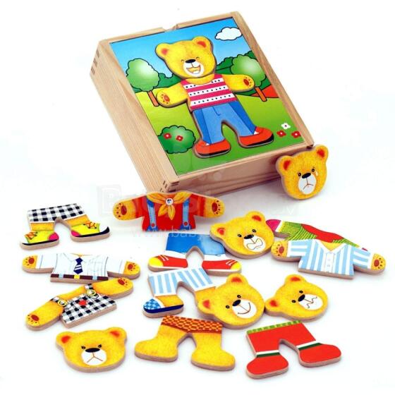 VIGA Wooden Puzzle Educational Puzzle Dress Up Bear Boy