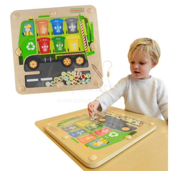 MASTERKIDZ magnētiskā tāfele atkritumu šķirošanas un pārstrādes kravas automašīna Montessori