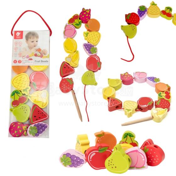 CLASSIC WORLD Wooden Threading Blocks Fruit 13 pcs.