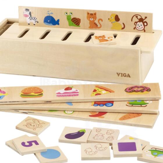 VIGA koka izglītojoša šķirošanas spēle Dzīvnieki Augļi Dārzeņi Montessori