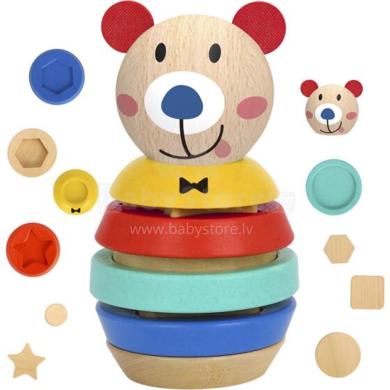 TOOKY TOY Koka puzle Piramīdas formas Lācītis 11 gab.
