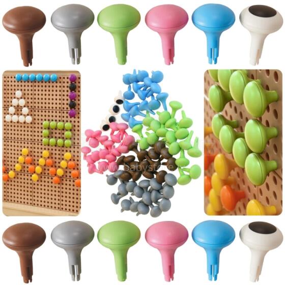 MASTERKIDZ Colorful Jumbo Pegs for STEM Board 64 Pcs - 6 Colors