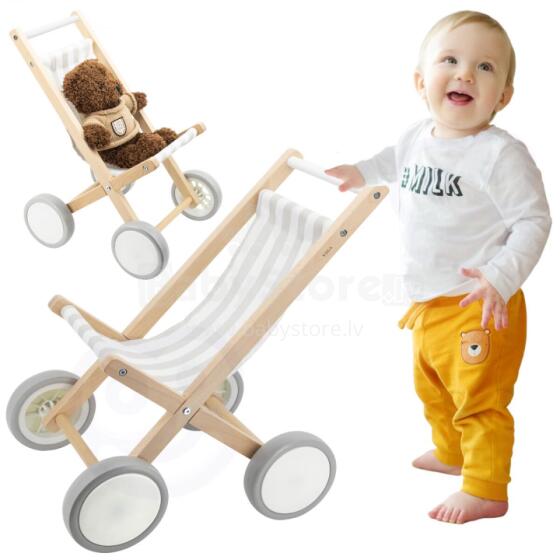 VIGA Wooden Doll Pram Pushchair