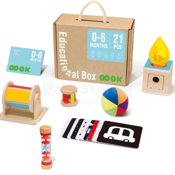 TOOKY TOY Box XXL Монтессори образовательный набор 6 в 1 сенсорный 0-6 месяцев