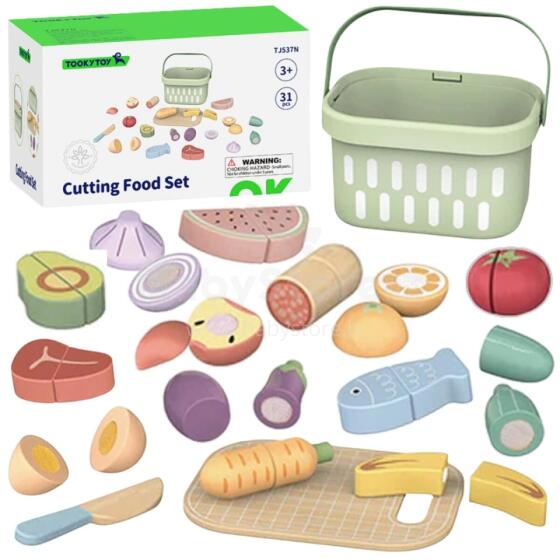 TOOKY TOY koka rotaļlietu komplekts Ēdiens Dārzeņi Augļi
