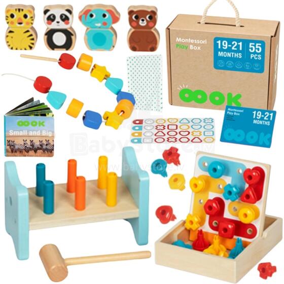 TOOKY TOY Box XXL Монтессори-коробка образовательная 7 в 1 сенсорная 19-21 месяцев
