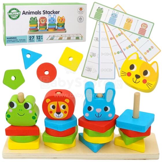 WOOPIE GREEN Montessori Puzzle Pyramid Animals 27 pcs. FSC