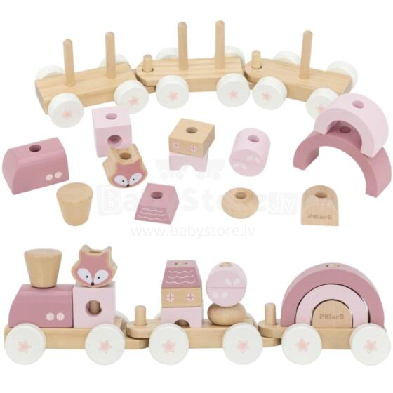 VIGA PolarB Pink Train Train with Cars Blocks