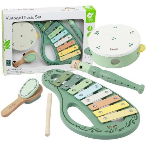 CLASSIC WORLD Wooden Vintage Musical Instruments Set 18ms+