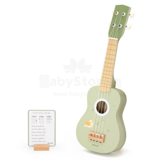 Viga koka ukulele ģitāra bērniem, zaļa ar notīm