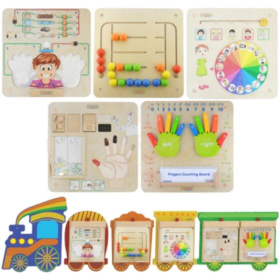 MASTERKIDZ Train Board Set 5in1 Сенсорная доска для развития моторики, чувств и эмоций