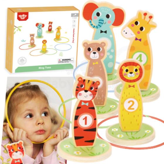TOOKY TOY Wooden Skill Game Throw at the Target Animals 15 pcs.