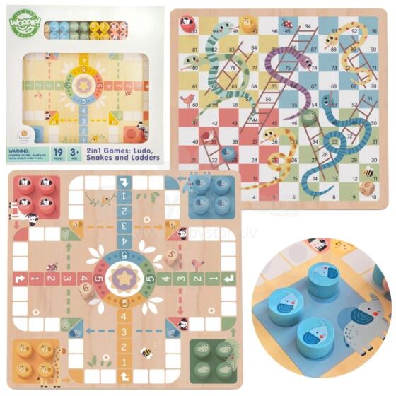 WOOPIE GREEN Настольные игры Логика 2в1 Лудо Китайский + Змеи и Лестницы
