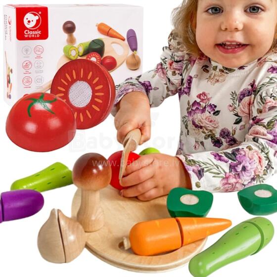 CLASSIC WORLD Wooden Vegetable Cutter Set with Velcro, 16 pcs.