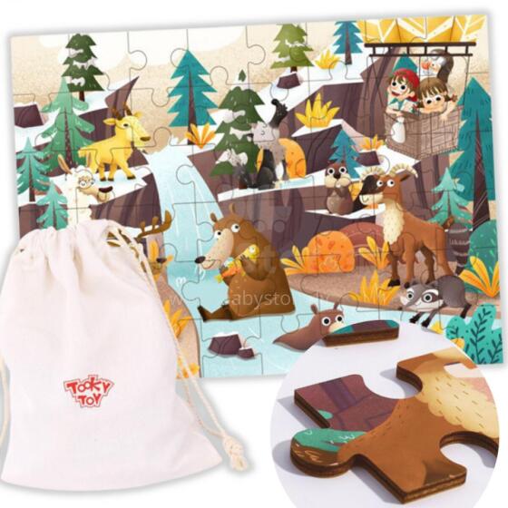 TOOKY TOY Puzzle with Bag Alpine Animals and Landscape Puzzle 49 pcs.