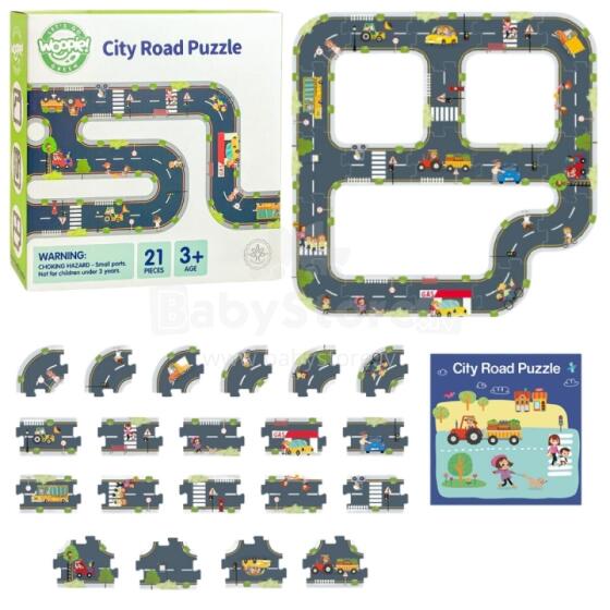 WOOPIE GREEN Дорожный пазл для детей Модель шоссе 21 деталь. сертификат FSC