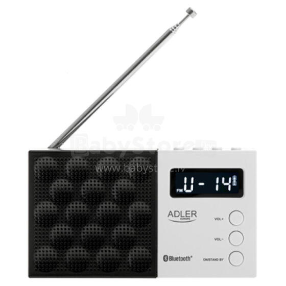Adler | Digitālā radio - PLL AM/FM | AD 1908 | Modinātāja funkcija | Balta/Melna