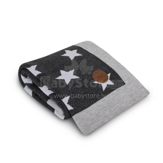 Knitted blanket in gift box stars 90x90 grey