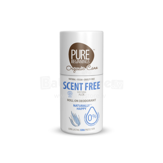 Pure Beginnings Scent Free Art.251265 natural soothing unscented deodorant roll-on with Aloe vera and jojoba oil, 75 ml